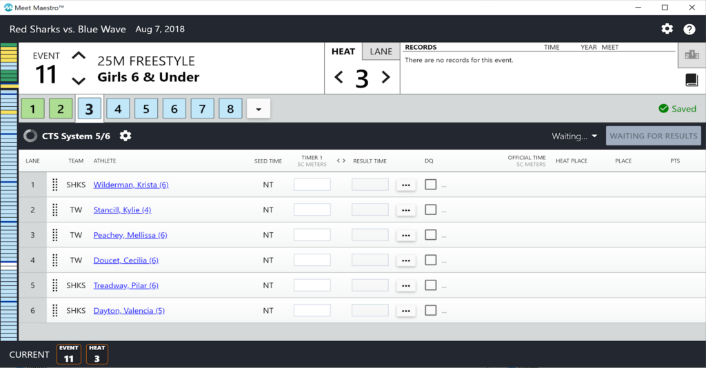 Updated CTS/Maestro screenshot for Meet Maestro Meet Management Software page